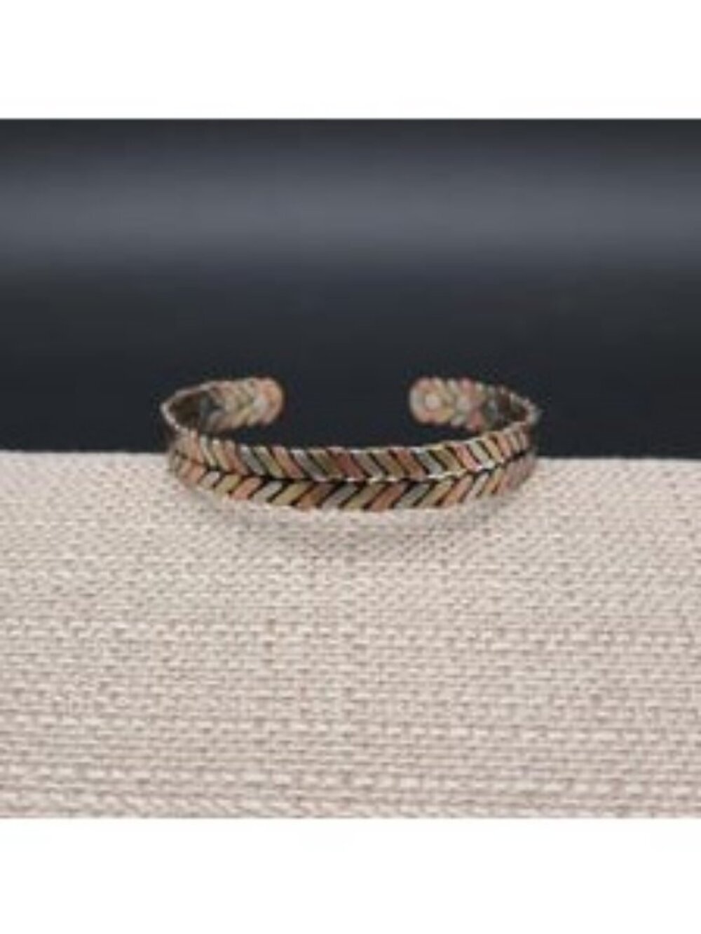 7.5 Inch Magnetic Copper Herringbone Cuff Bracelet | Mixed Tri-Metal Jewelry B14